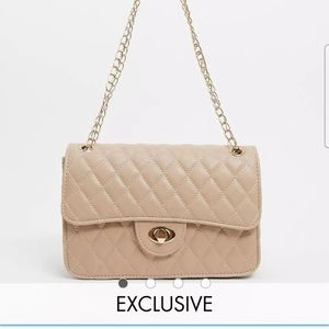 Asos London exclusive quilted chain crossbody in camel